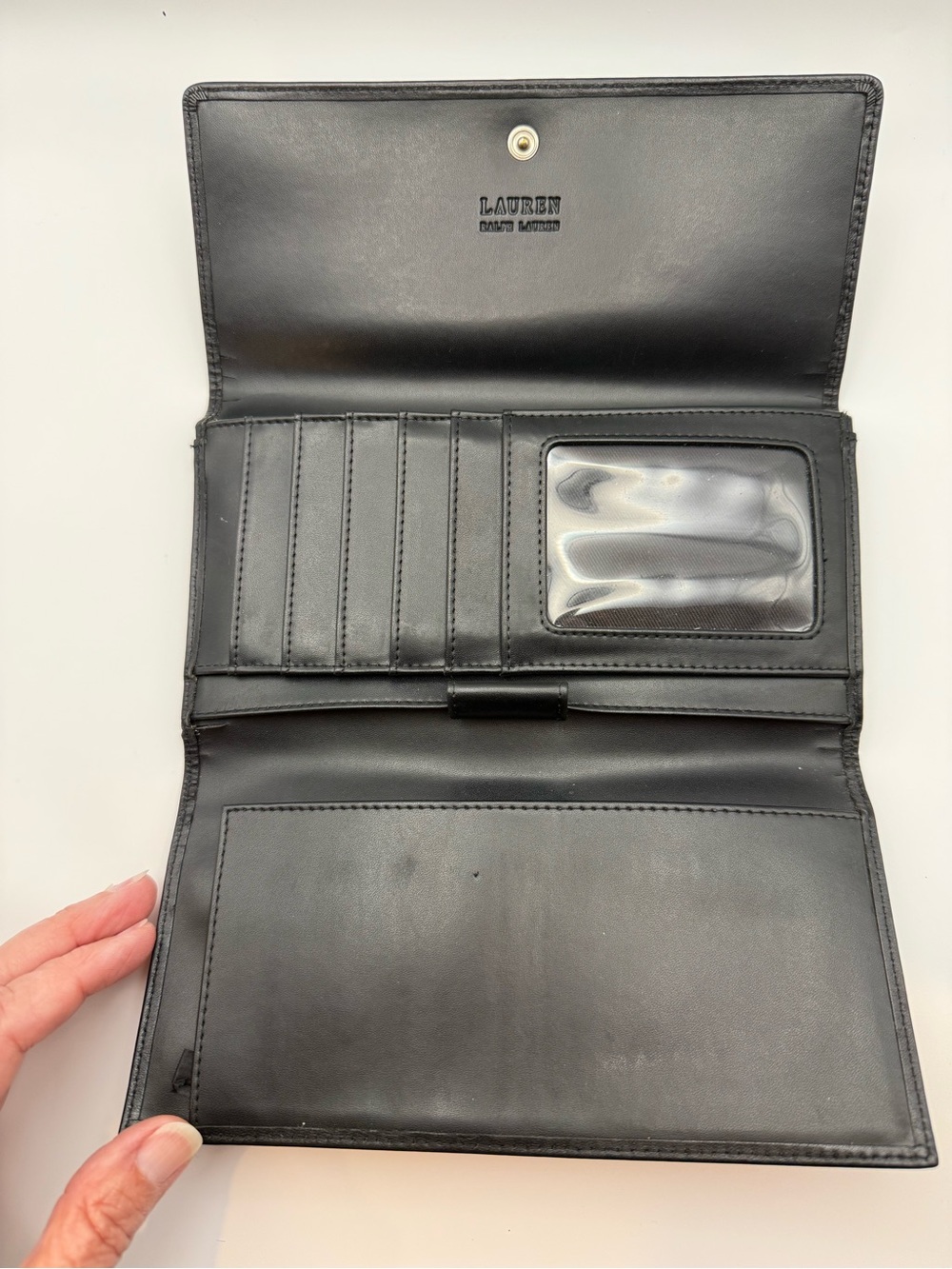 Ralph Lauren Black Embossed Leather Long Wallet - Picture 4 of 7